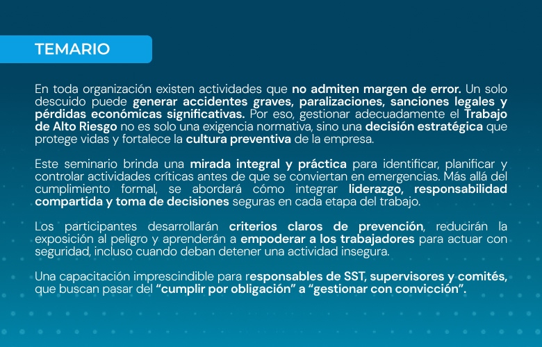 Introducción a la Gestión del Trabajo de Alto Riesgo2